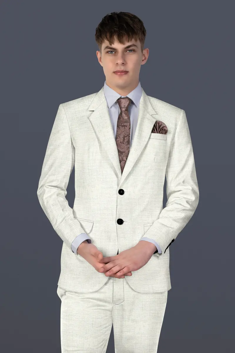 Spanish Gray Textured Wool Blend Single Breasted Blazer 9
