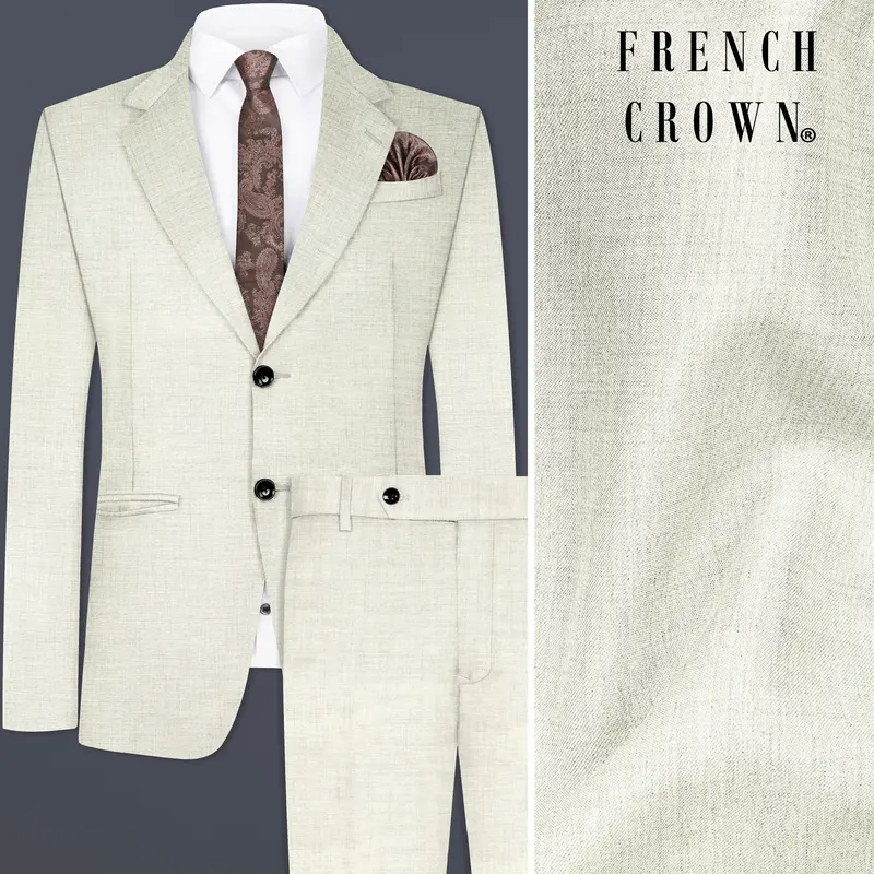 Spanish Gray Textured Wool Blend Single Breasted Suit 1