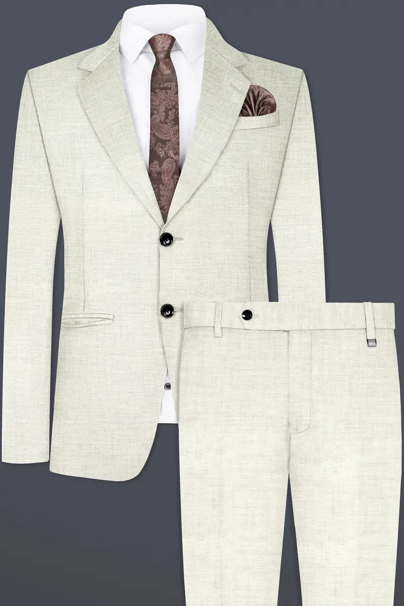 Spanish Gray Textured Wool Blend Single Breasted Suit 2