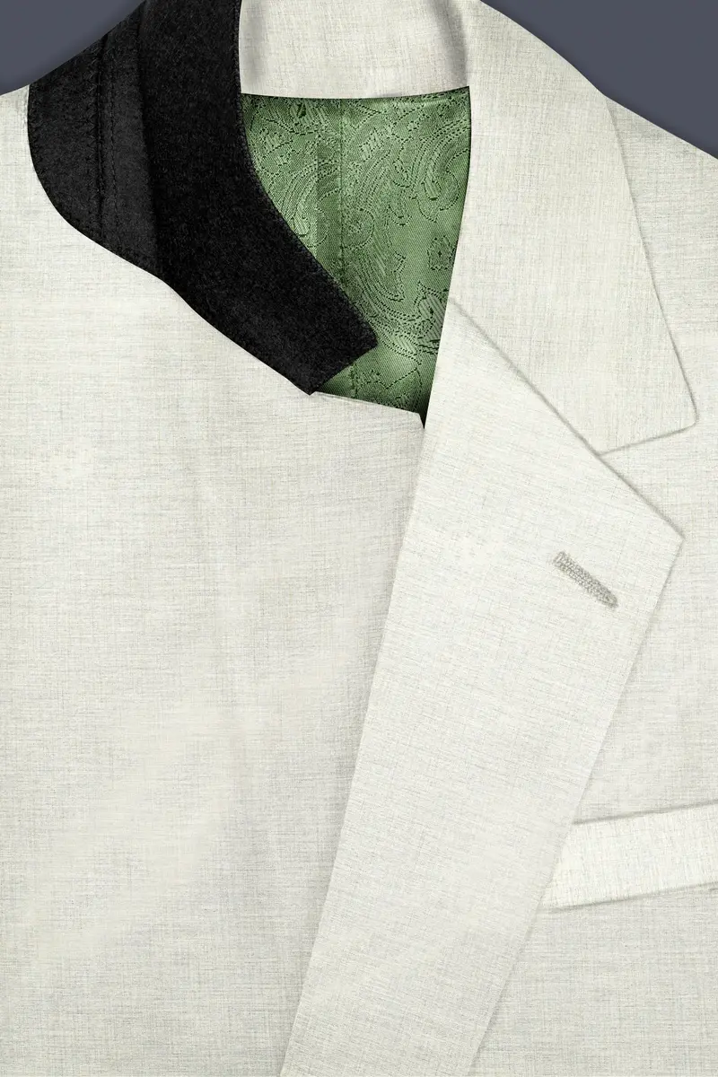 Spanish Gray Textured Wool Blend Single Breasted Suit 4