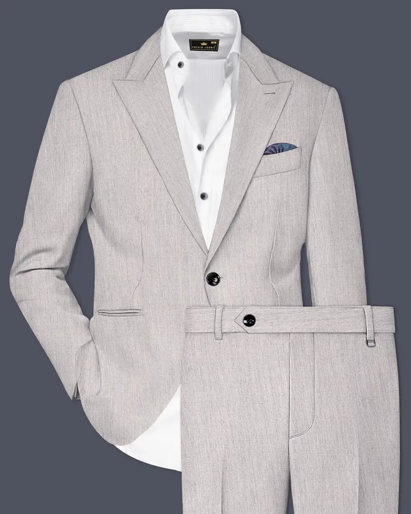 Spanish Gray Textured Wool Blend Suit 1