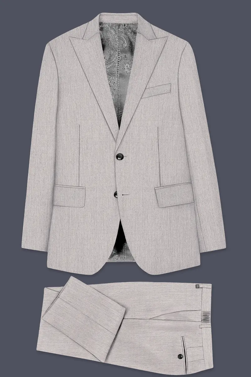 Spanish Gray Textured Wool Blend Suit 11
