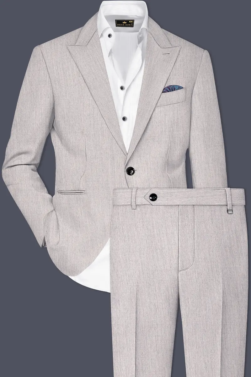Spanish Gray Textured Wool Blend Suit 2