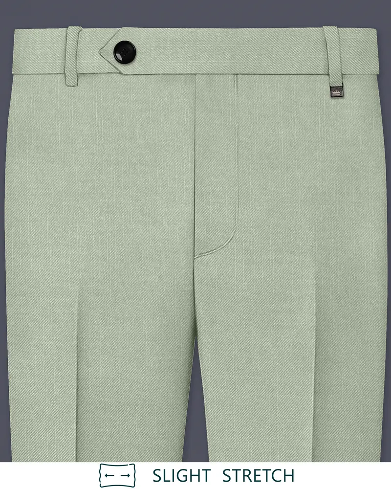 Spanish Green Solid Wool Rich Slight Stretch Waistband Pant 1