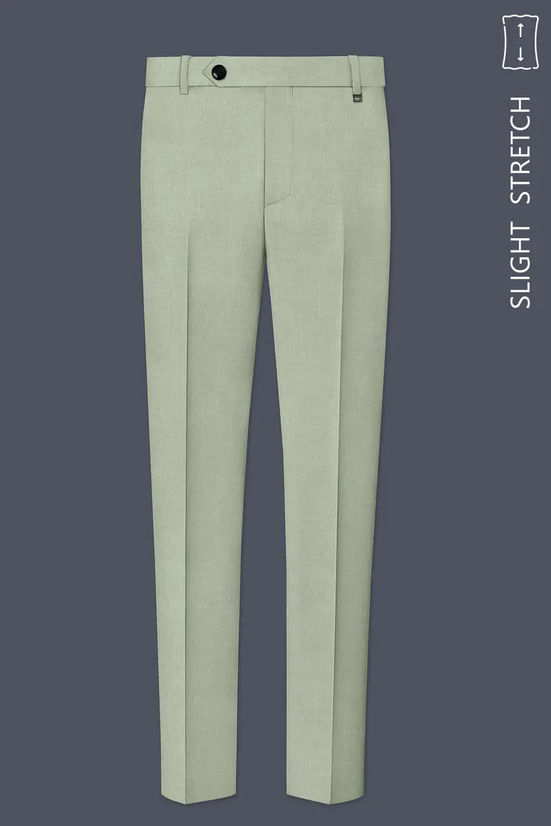 Spanish Green Solid Wool Rich Slight Stretch Waistband Pant 2