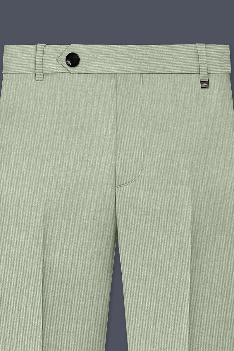 Spanish Green Solid Wool Rich Slight Stretch Waistband Pant 4