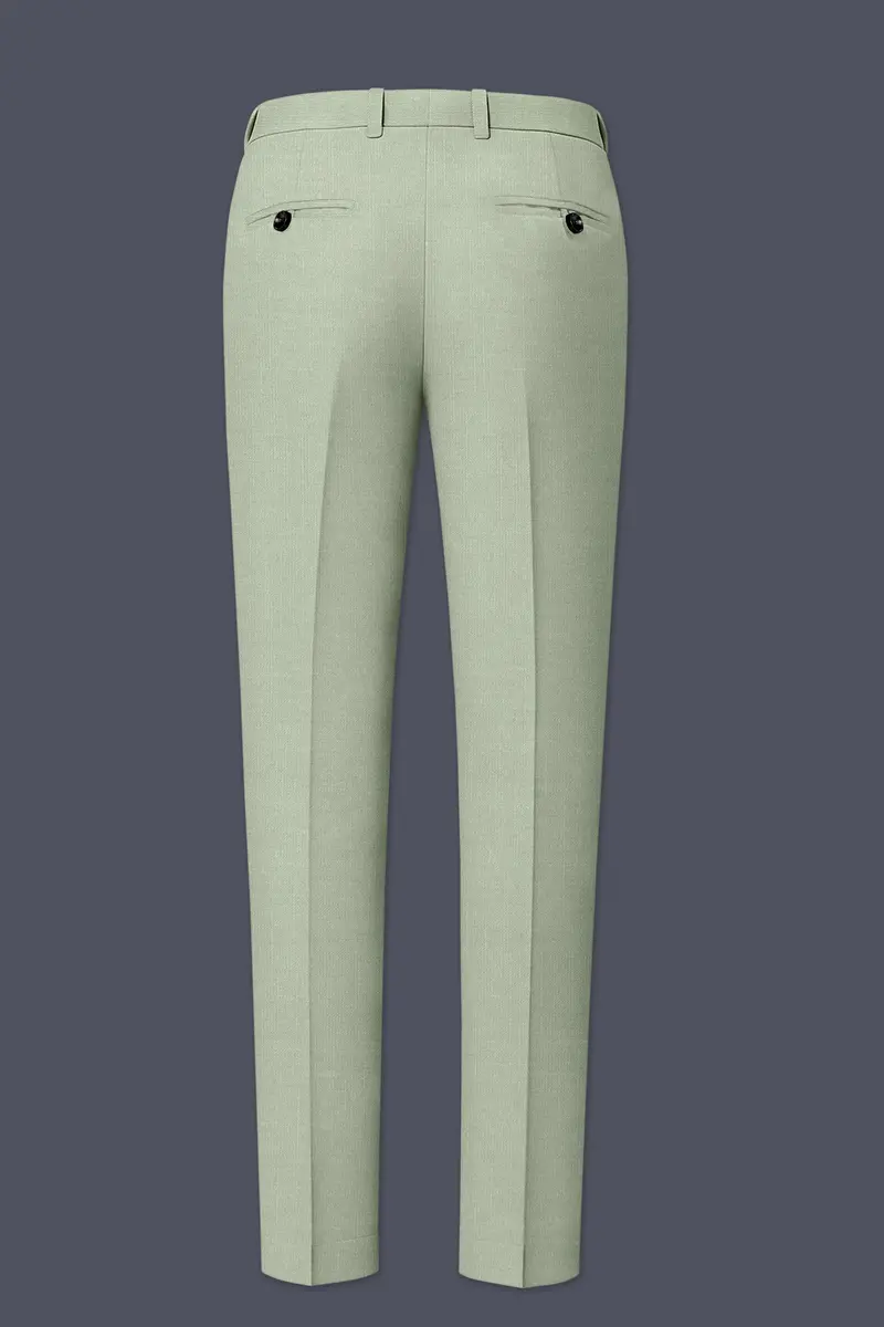 Spanish Green Solid Wool Rich Slight Stretch Waistband Pant 5