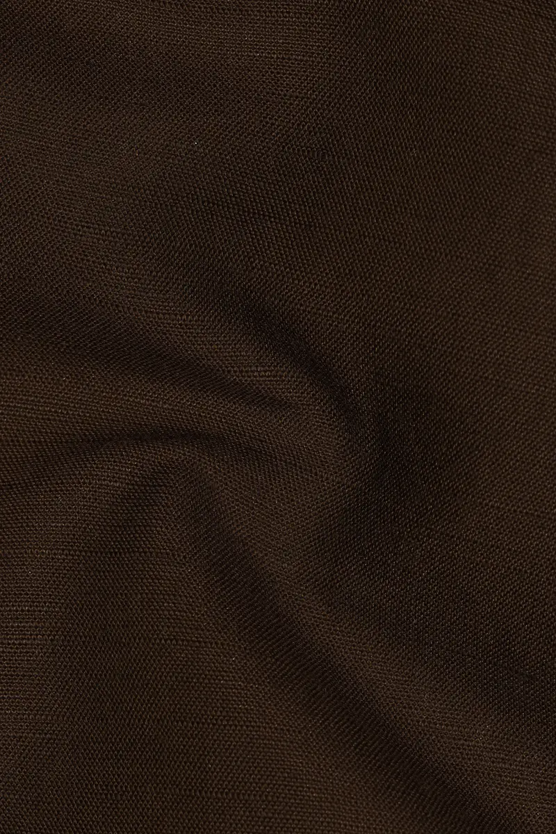 Spice Brown With Fringy Green And Black Patchwork Luxurious Linen Designer Shirt 3
