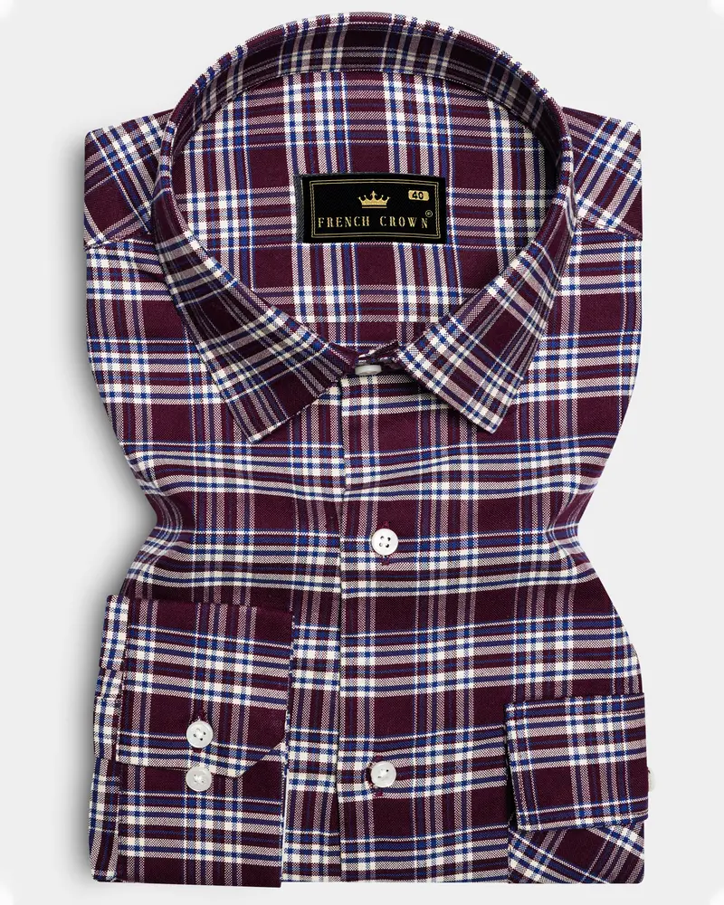 Spiced Plaid-Tamarind Maroon Oxford Premium Cotton Designer Shirt 1