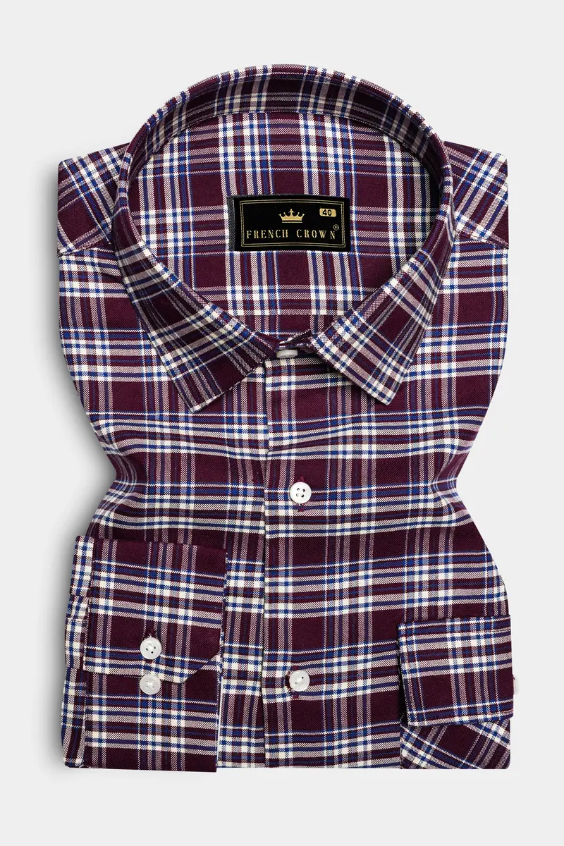 Spiced Plaid-Tamarind Maroon Oxford Premium Cotton Designer Shirt 2