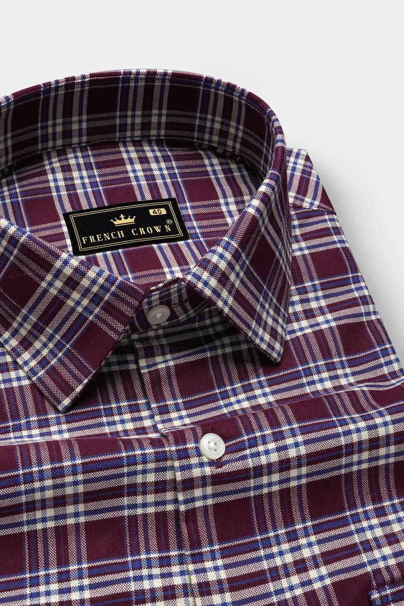 Spiced Plaid-Tamarind Maroon Oxford Premium Cotton Designer Shirt 4