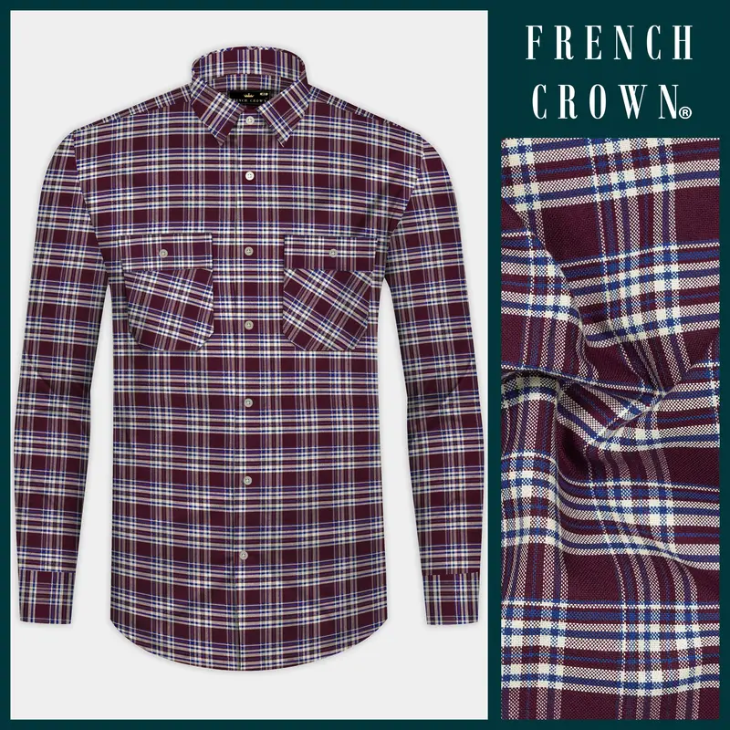 Spiced Plaid-Tamarind Maroon Oxford Premium Cotton Designer Shirt 9