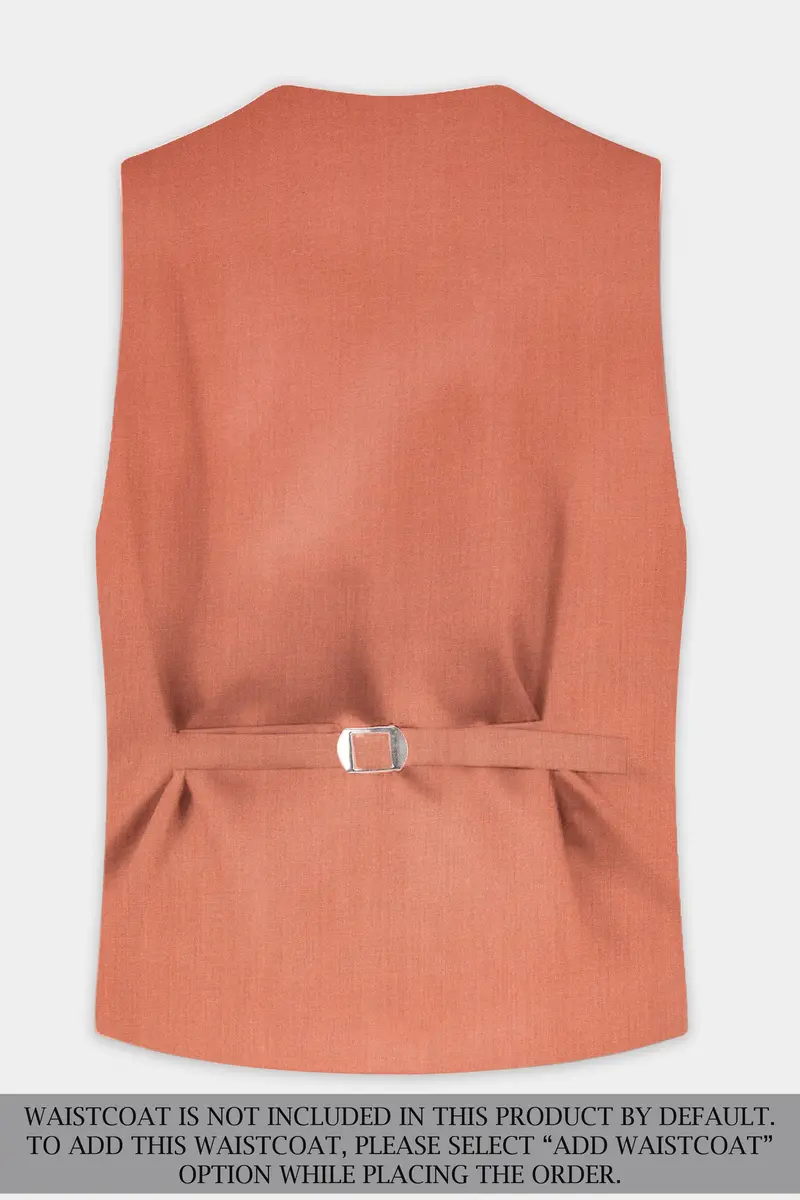 Spiced Sunset-Salmon Orange Solid Wool Rich Double Breasted Slight Stretch Suit 17
