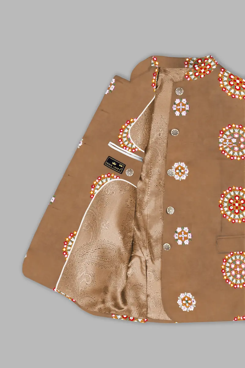 Spicy Mix Brown With Shisha Work Embroidered Bandhgala Jodhpuri 4