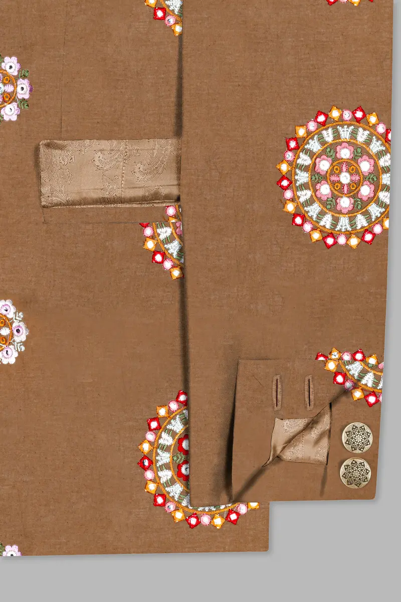 Spicy Mix Brown With Shisha Work Embroidered Bandhgala Jodhpuri 5