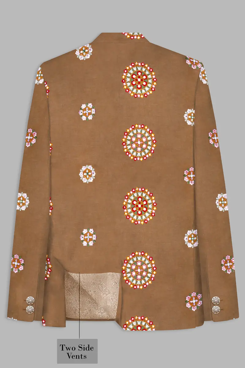 Spicy Mix Brown With Shisha Work Embroidered Bandhgala Jodhpuri 7