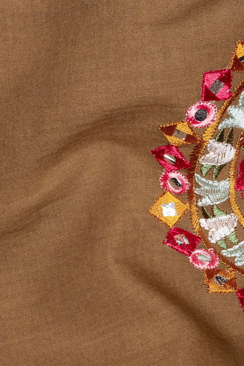 Spicy Mix Brown With Shisha Work Embroidered Nehru Jacket 3