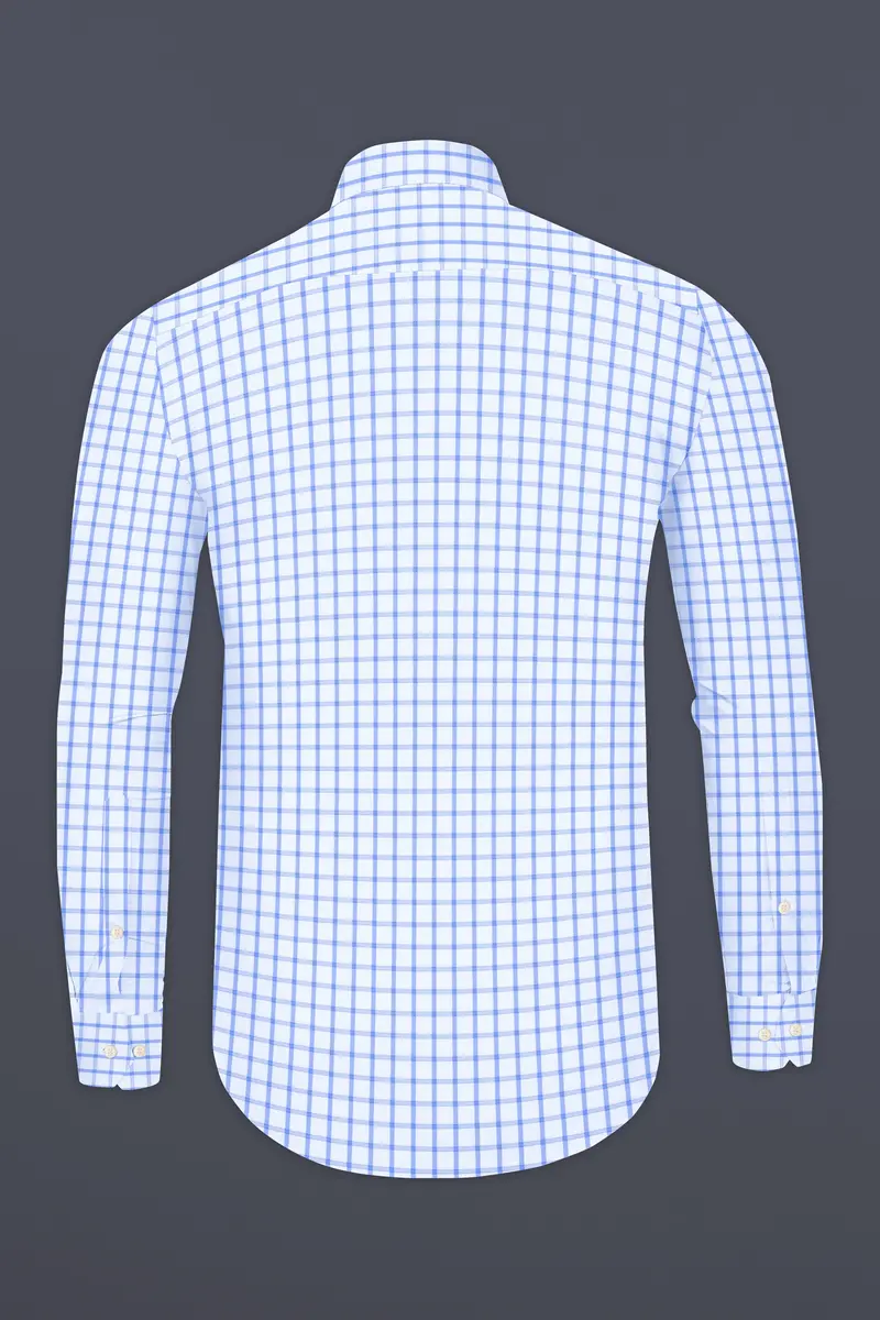 Spindle Blue And Bright White Plaid Twill Premium Cotton Shirt 5