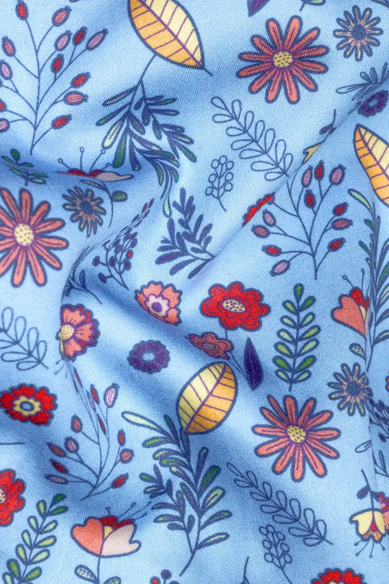 Spindle Blue Multicolor Soimoi Japan Crepe Patterned Super Soft Premium Cotton Shirt 2