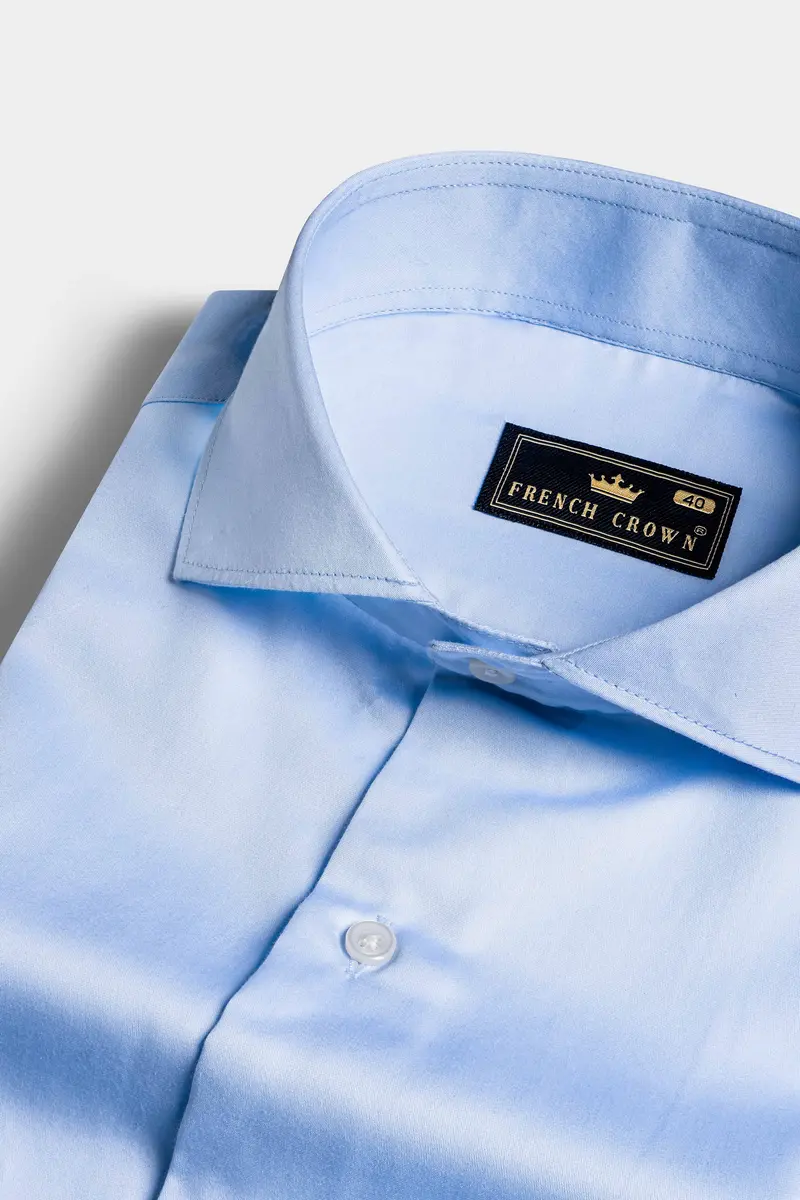 Spindle Blue Subtle Sheen Super Soft Premium Cotton Shirt 1