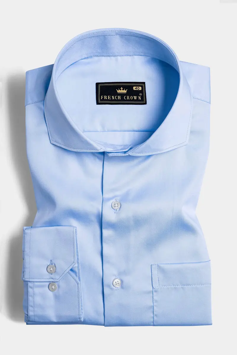 Spindle Blue Subtle Sheen Super Soft Premium Cotton Shirt 3