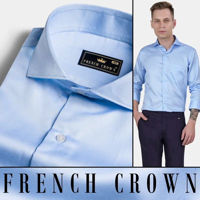 Spindle Blue Subtle Sheen Super Soft Premium Cotton Shirt 4