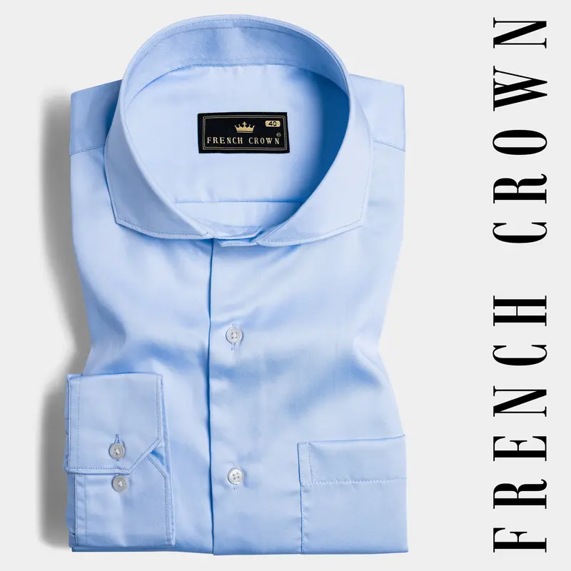 Spindle Blue Subtle Sheen Super Soft Premium Cotton Shirt 7