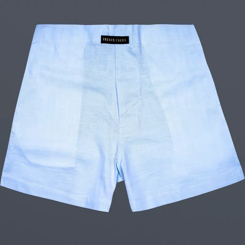 Spindle Blue Textured Luxurious Linen Boxer 1
