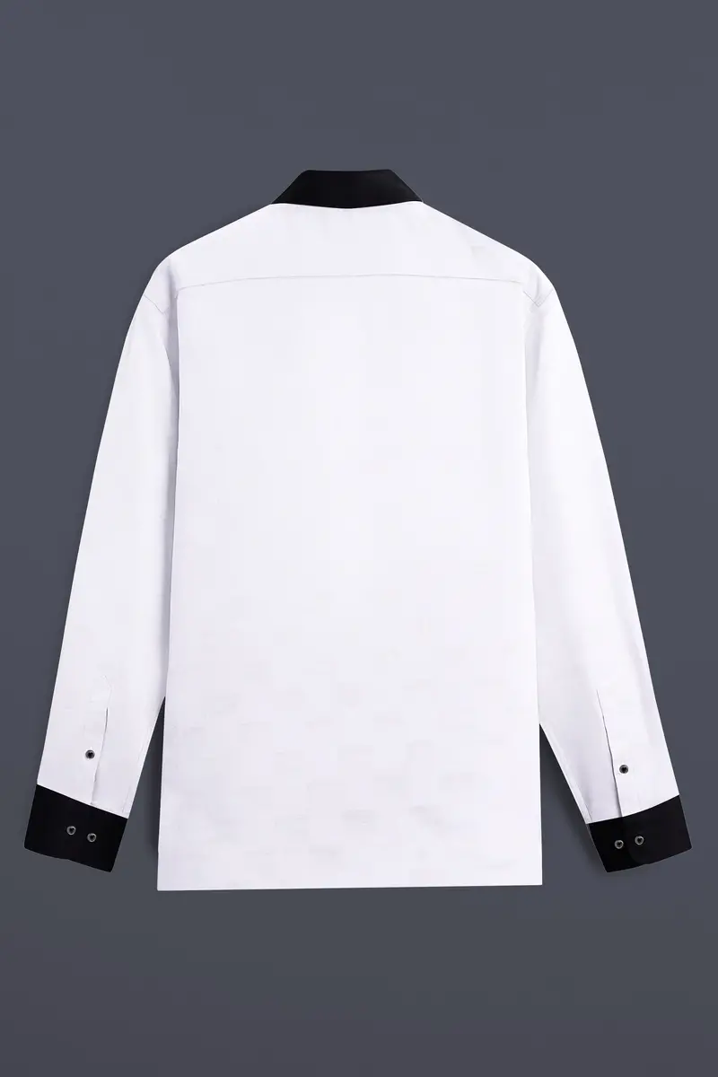 Splitro-Bright White And Jaguar Black Super Soft Premium Cotton Designer Casual Shirt 6