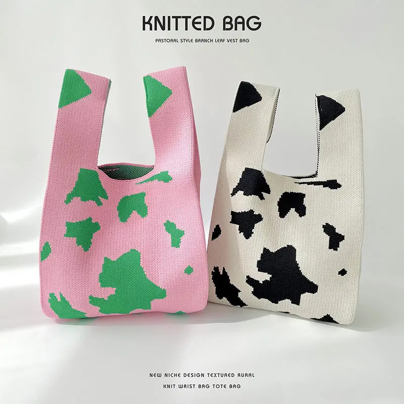 Spotted Knitted Shoulder Tote Bag 1