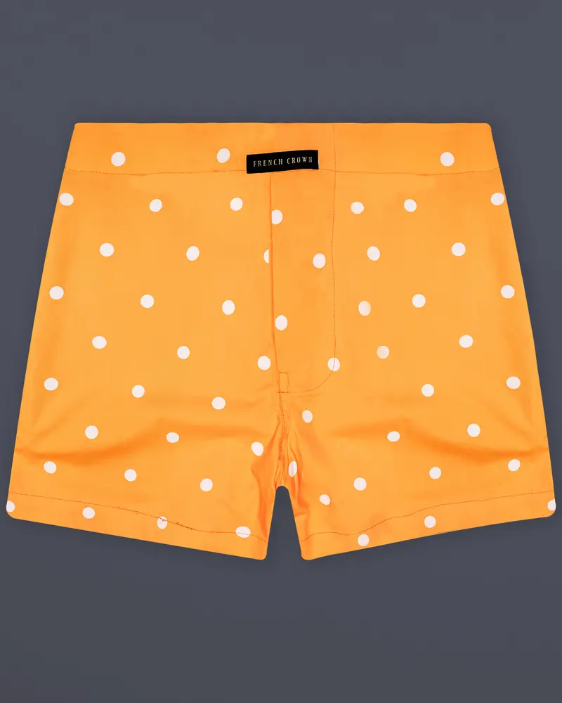 Spotted Sunset-Macaroni Orange Polka Dots Printed Premium Cotton Boxer 1