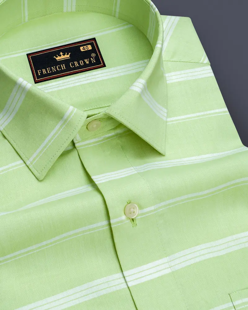 Sprout Green And White Striped Royal Oxford Shirt 1