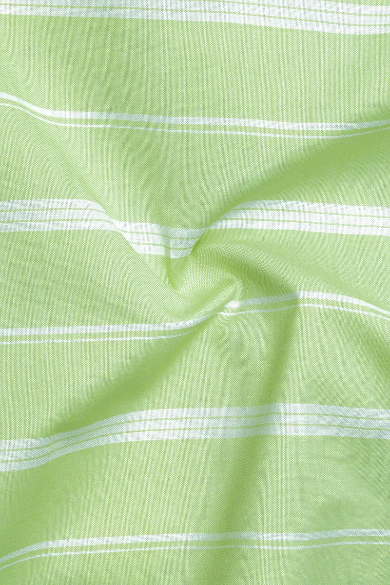 Sprout Green And White Striped Royal Oxford Shirt 3