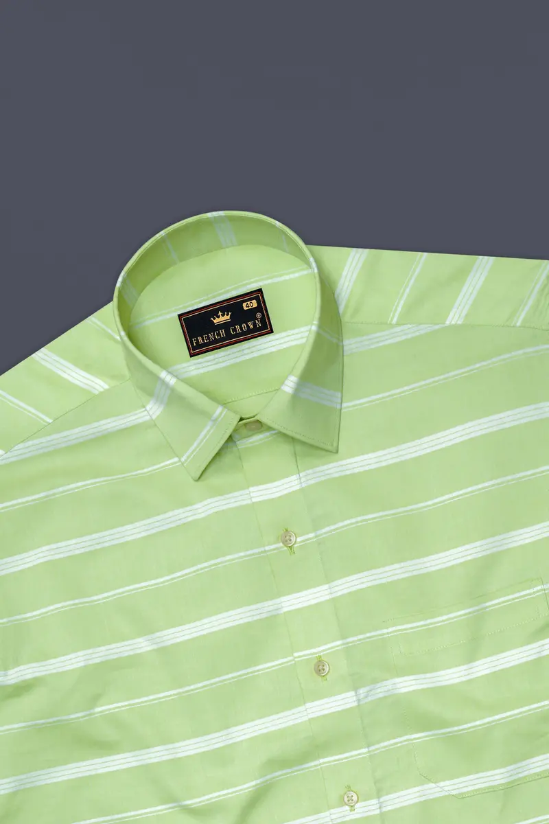 Sprout Green And White Striped Royal Oxford Shirt 5