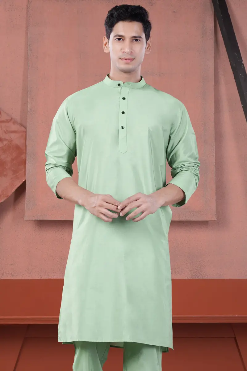 Sprout Green Subtle Sheen Viscose Kurta 2