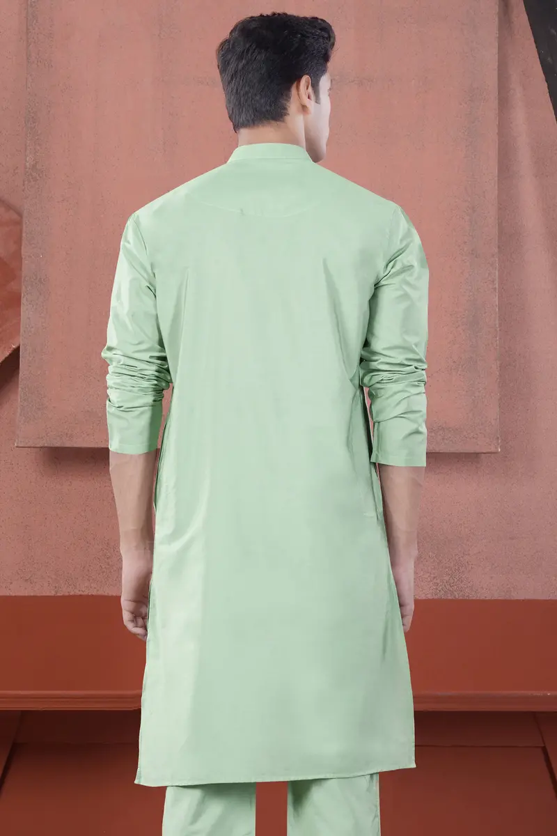 Sprout Green Subtle Sheen Viscose Kurta 6