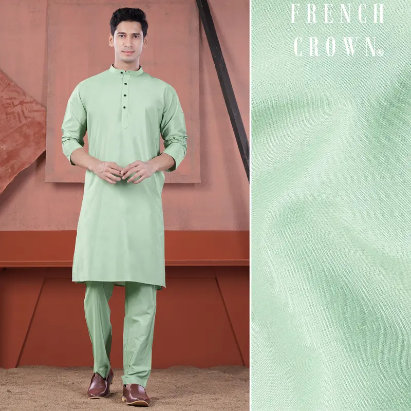 Sprout Green Subtle Sheen Viscose Kurta Set 1