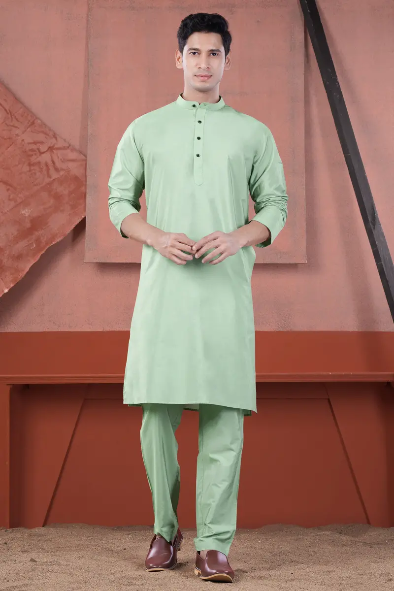 Sprout Green Subtle Sheen Viscose Kurta Set 2