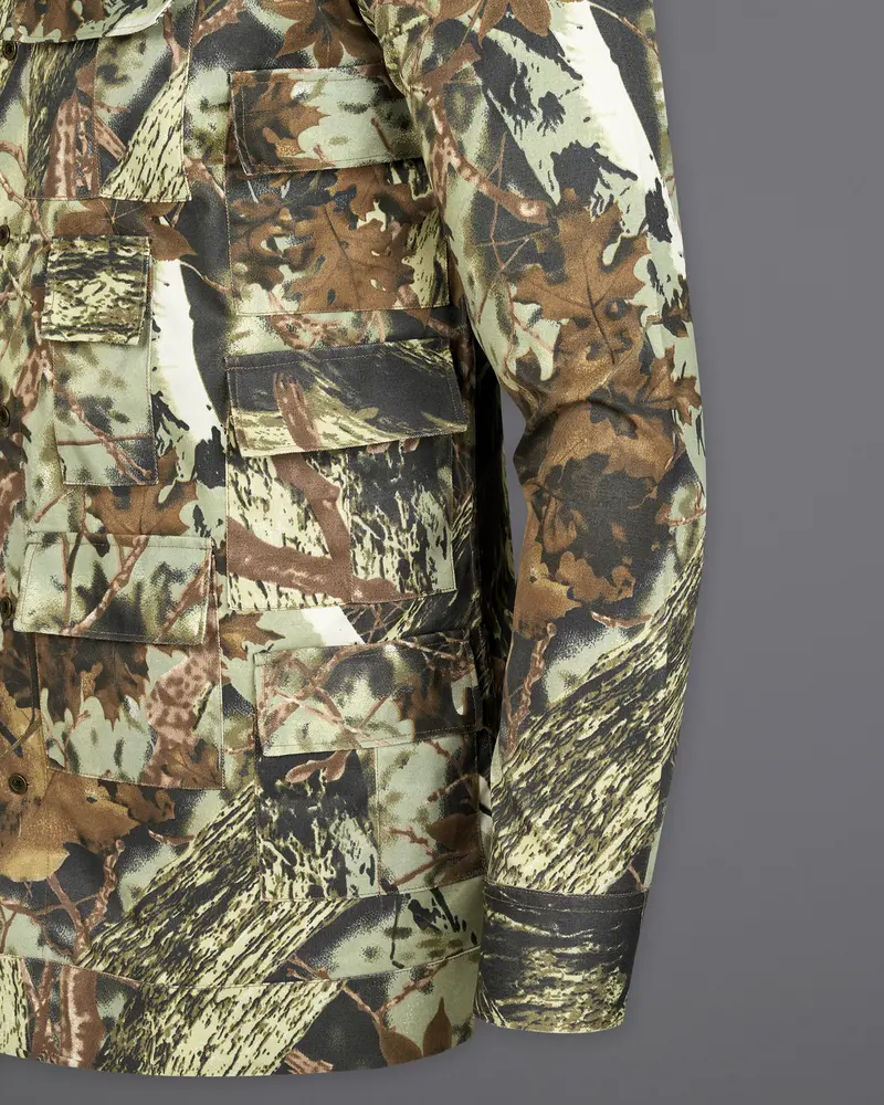 Sprout With Fuscous Green With Sand Dune Brown Tropical Textured Royal Oxford Designer Overshirt/Shacket 8