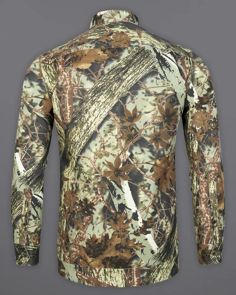 Sprout With Fuscous Green With Sand Dune Brown Tropical Textured Royal Oxford Designer Overshirt/Shacket 9