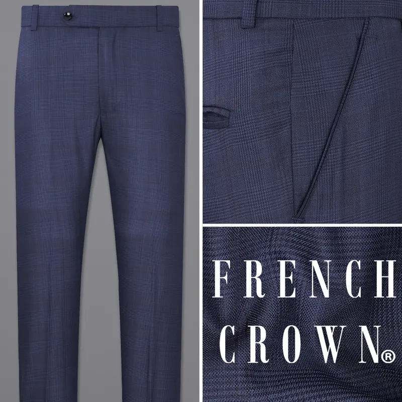 Spruce Blue Subtle Plaid Pant 1
