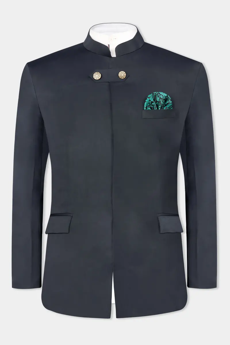Spruce Gray Wool Rich Bandhgala Designer Blazer 2