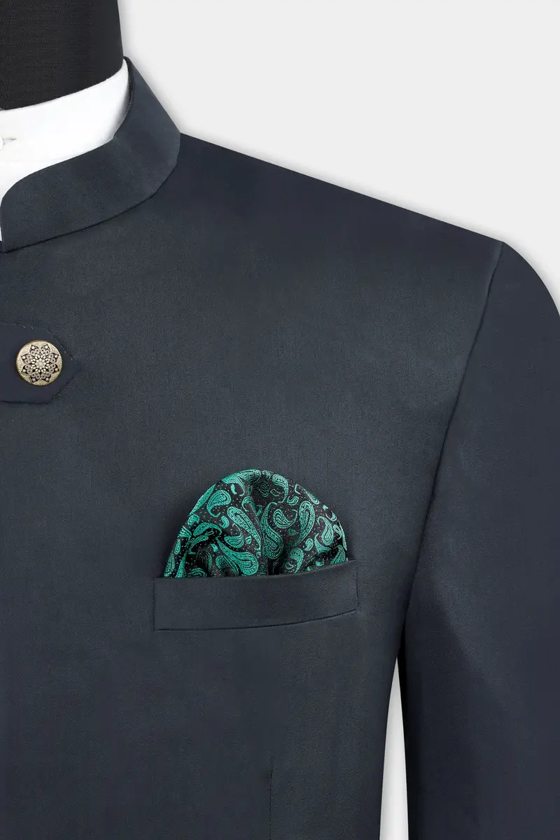 Spruce Gray Wool Rich Bandhgala Designer Blazer 4