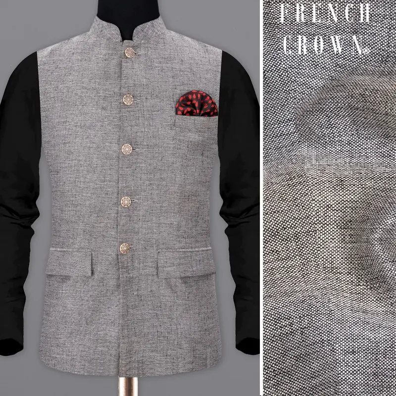 Spun Parl Gray Textured Nehru Jacket 1
