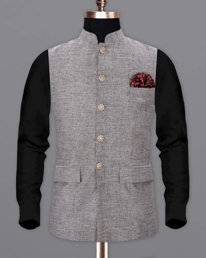 Spun Parl Gray Textured Nehru Jacket 2