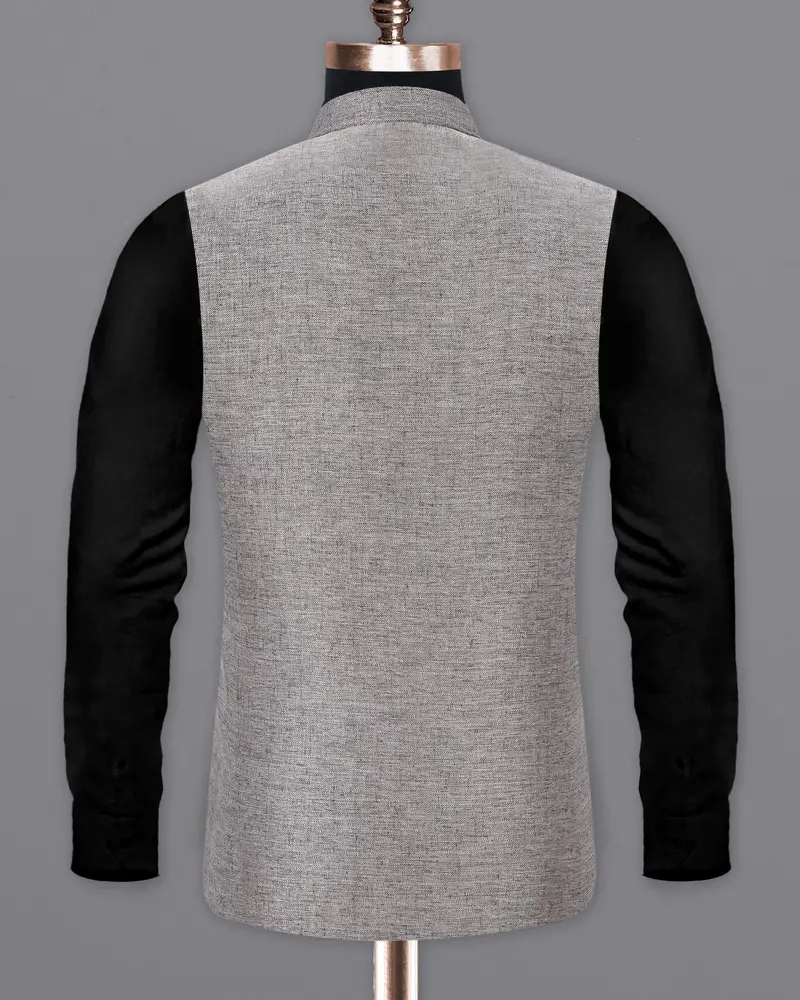 Spun Parl Gray Textured Nehru Jacket 6