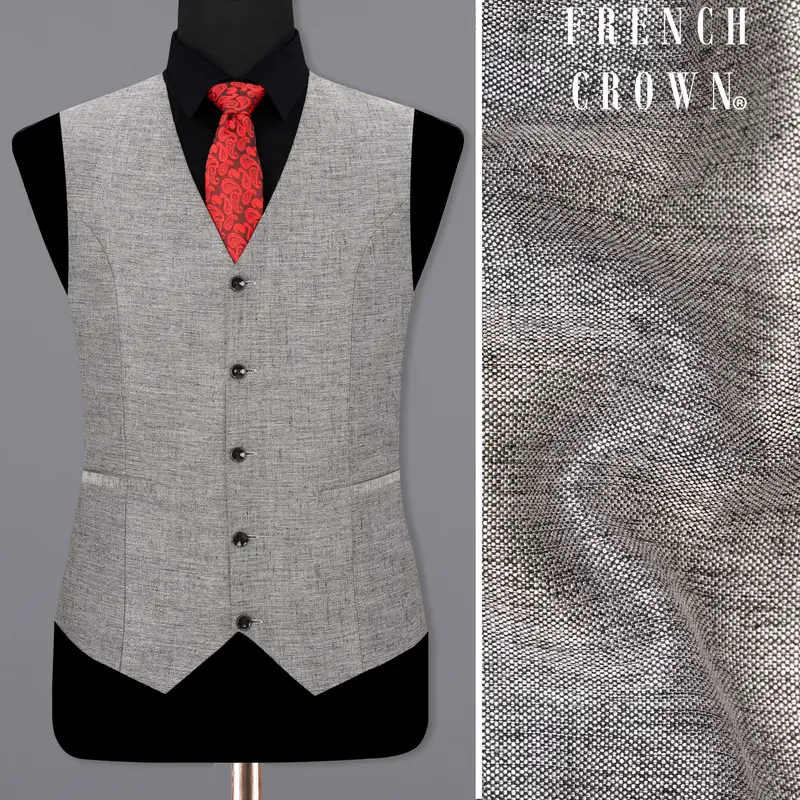 Spun Parl Gray Textured Waistcoat 1