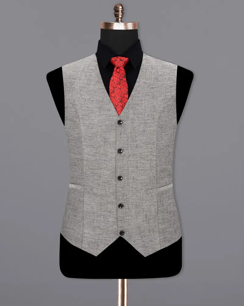 Spun Parl Gray Textured Waistcoat 2