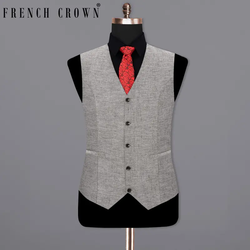 Spun Parl Gray Textured Waistcoat 7
