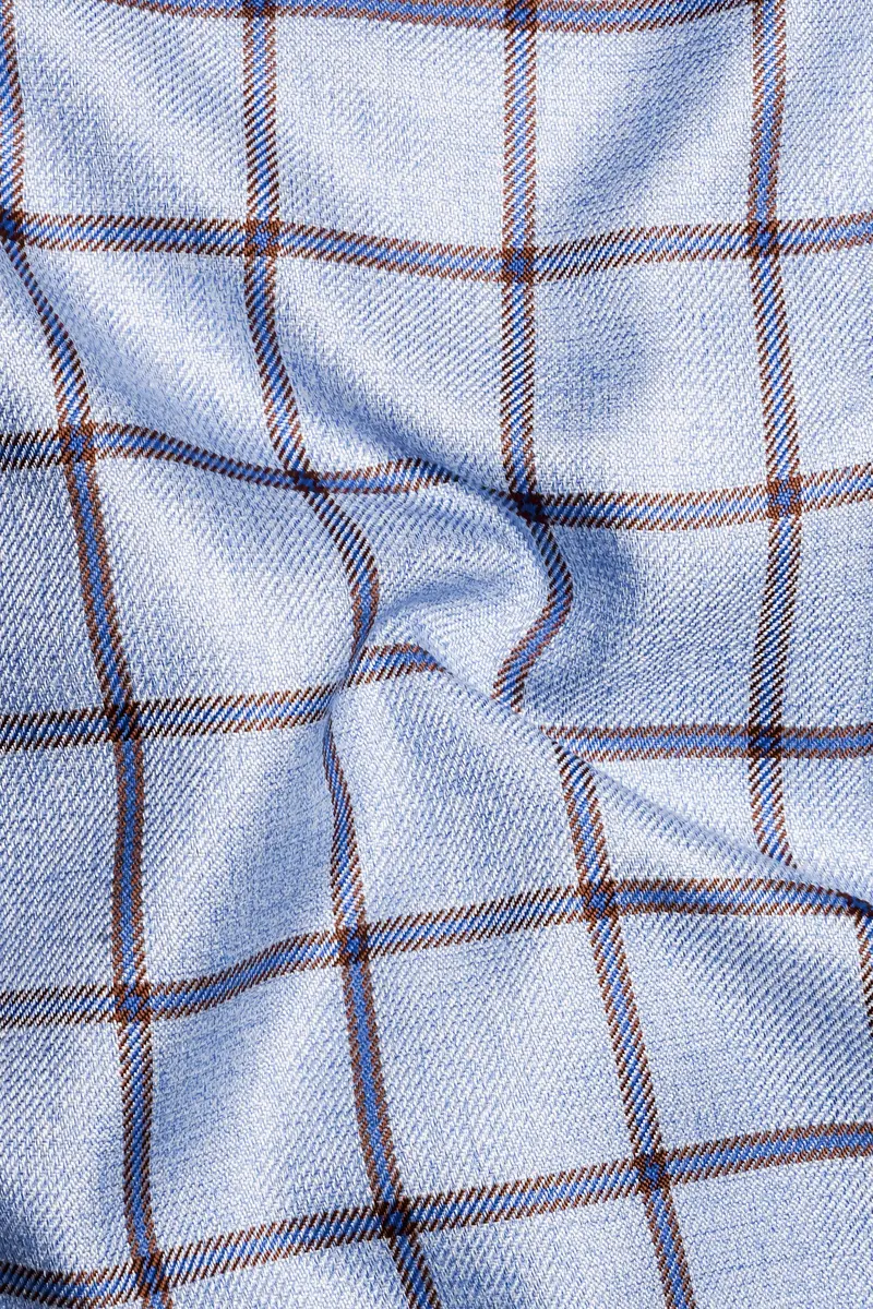 Spun Pearl Gray Checkered Bandhgala Blazer 3